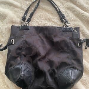 Coach Black and Brown Patterned Shoulder Bag